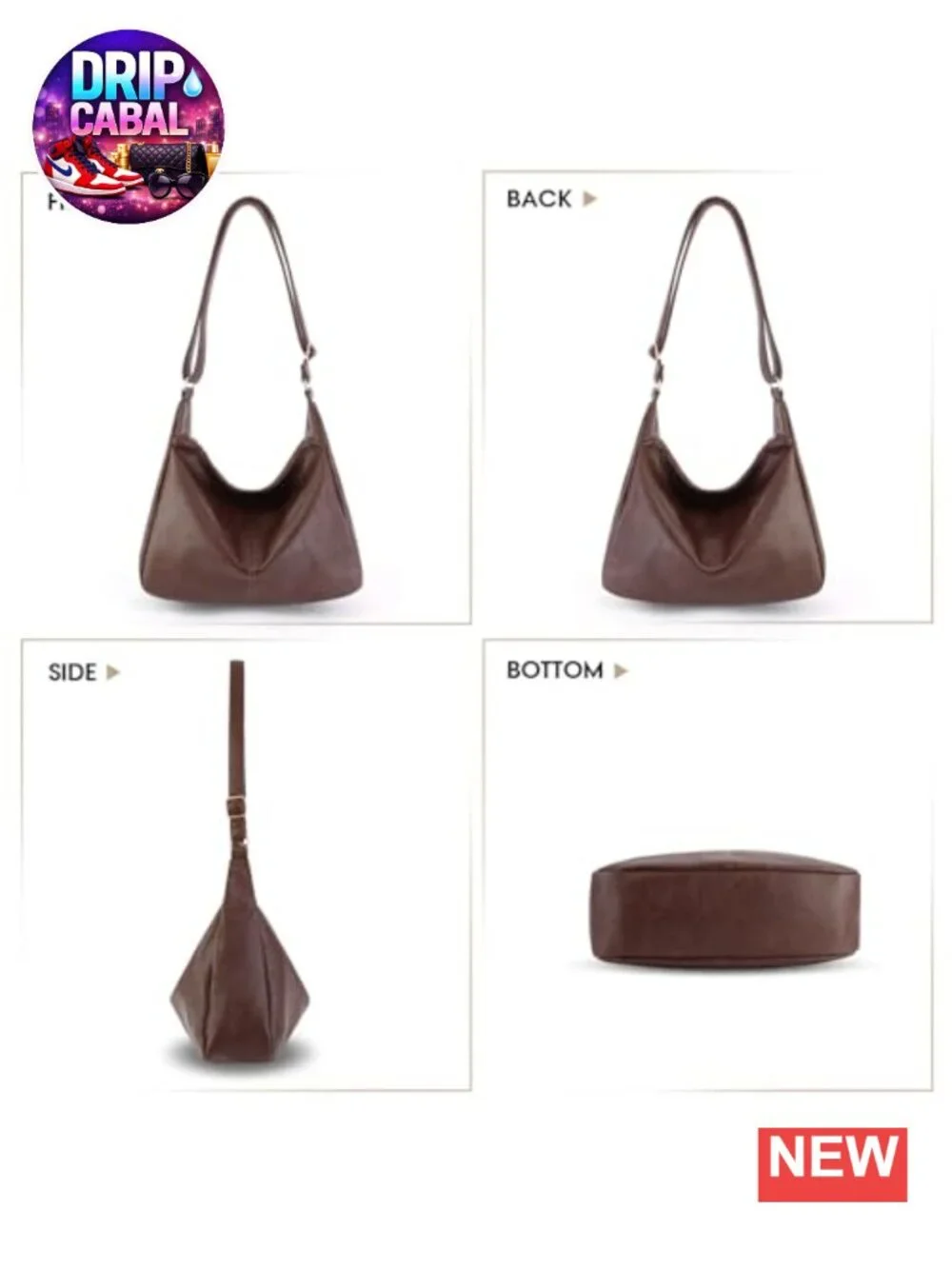 Foldable Leather Slouchy Hobo Bag for Women Adjustable Strap Crossbody